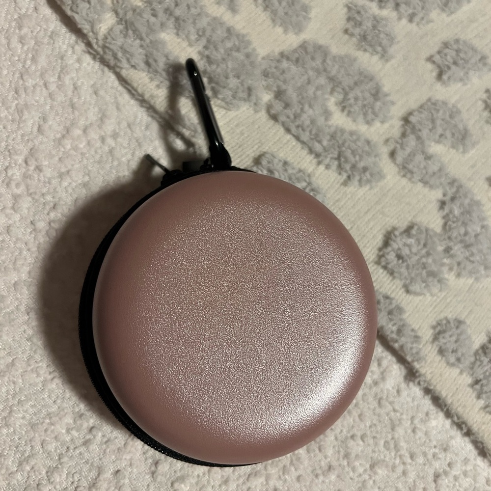 Round Pink Earbud and Watch Case